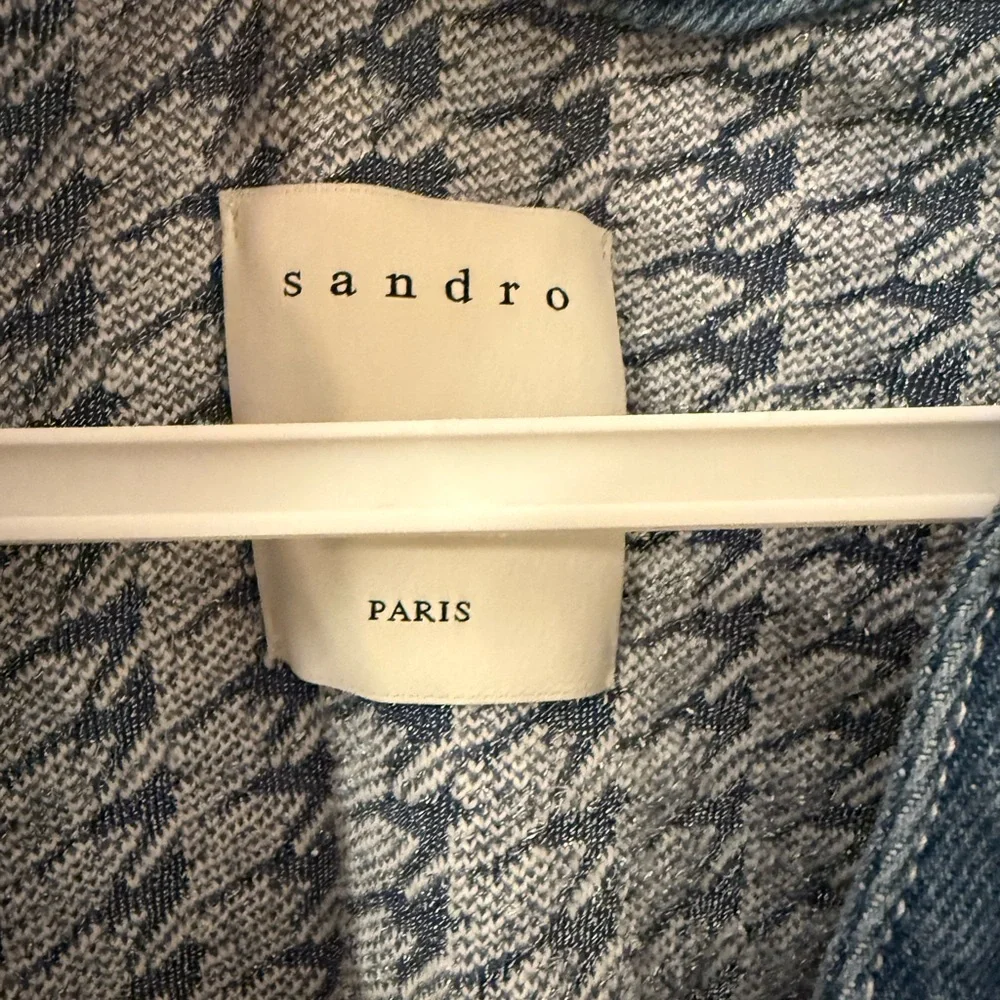 Sandro Tweed and Denim Cropped Cardigan size 1 - Picture 5 of 11